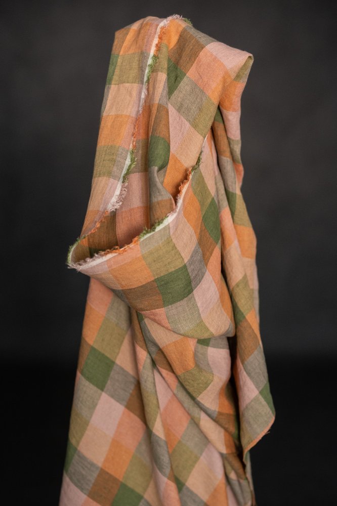 Sea Holly European Laundered Linen Check