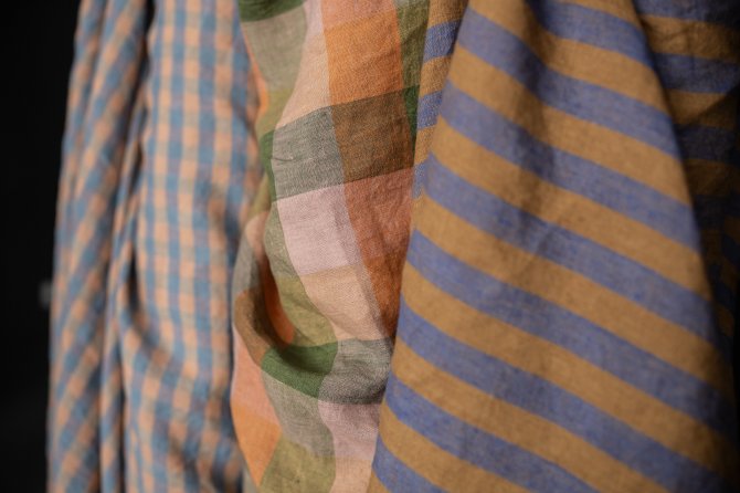 Sea Holly European Laundered Linen Check