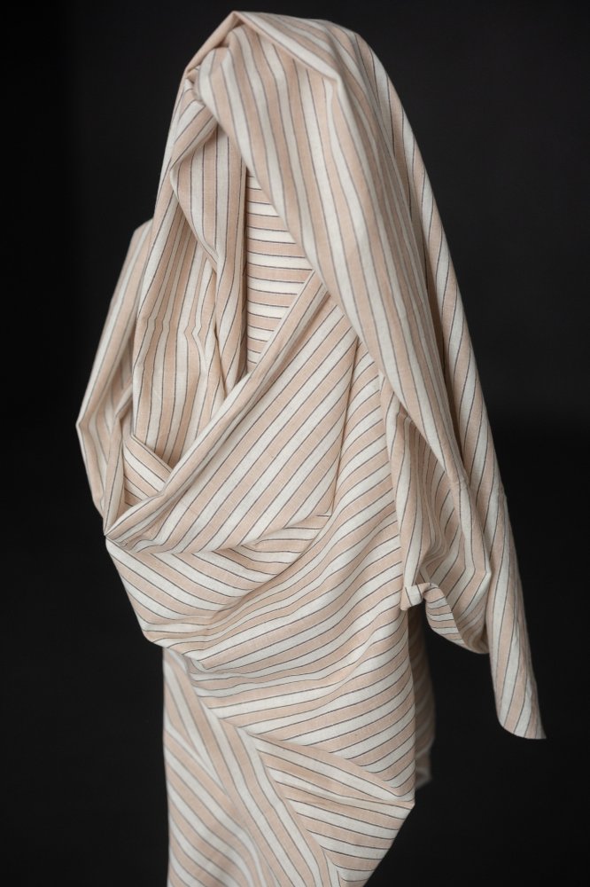 Stipple Pink Stripe Indian Handwoven Cotton