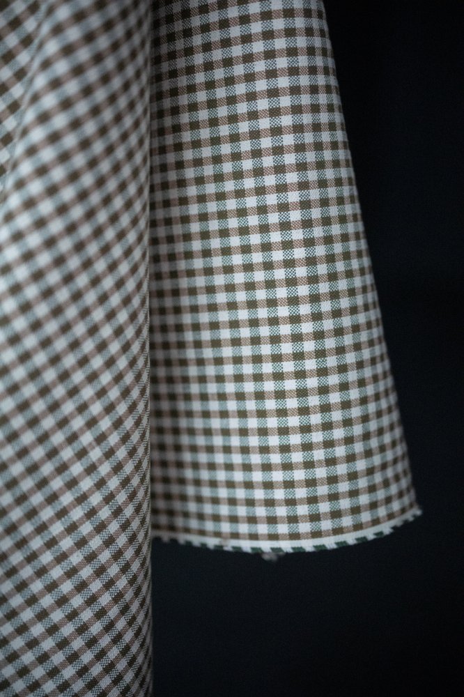 green brown gingham fabric