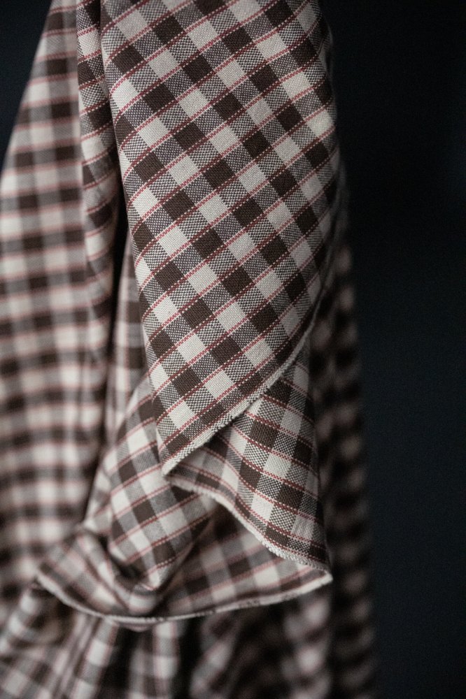 brown red gingham fabric