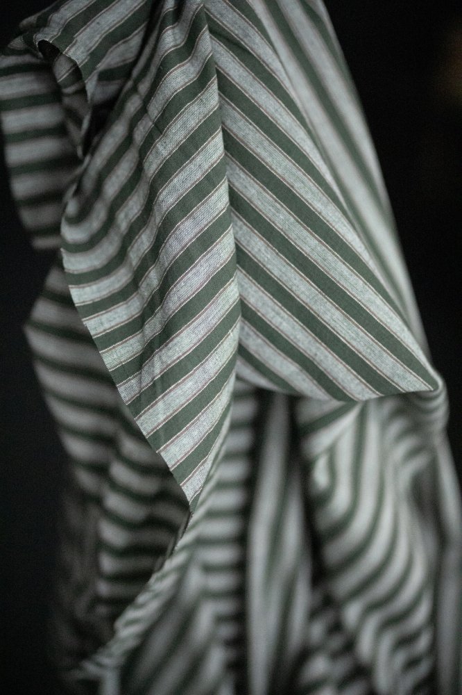 green stripe cotton fabric