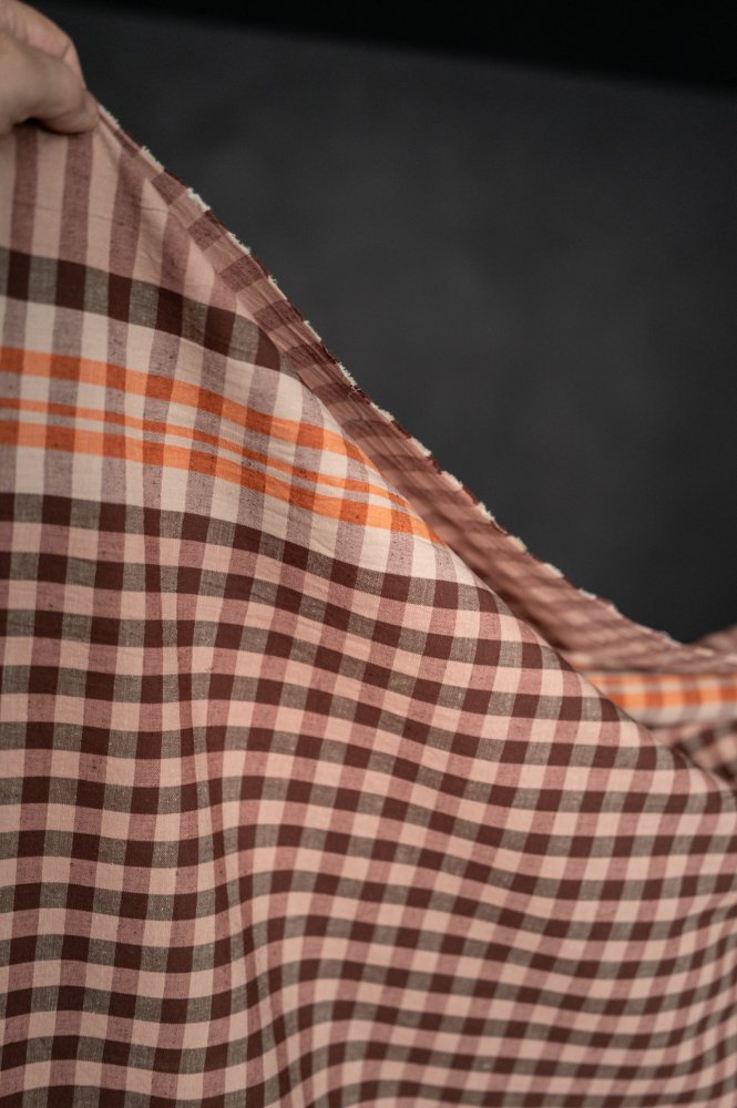 pink brown gingham fabric